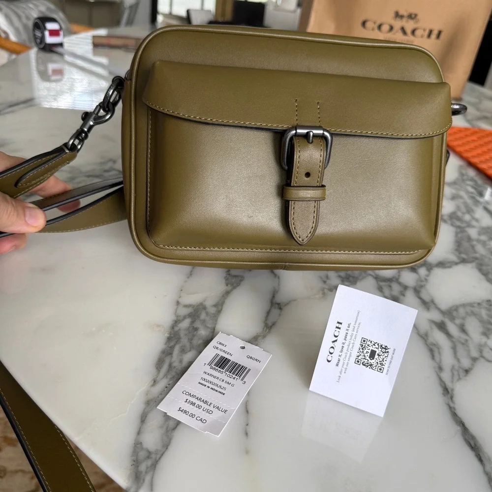 Coach Olive Green Glovetanned Leather Crossbody Bag Gunmetal Hardware